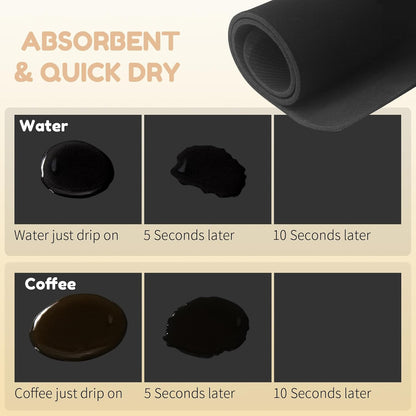Coffee Mat Hide Stain Rubber (Black, 40cm×50cm), Coffee Bar Accessories Fit Under Espresso Machine CoffeeMaker Coffeepot, Backed Absorbent Dish Drying Mat for Kitchen Counter (Black, 16"x24")