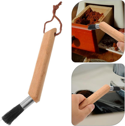 ARTIBETTER Coffee Machine Cleaning Brush Espresso Grinder Cleaner with Bent Handle Beech Wood and Boar Bristle for Precise Coffee Powder Removal
