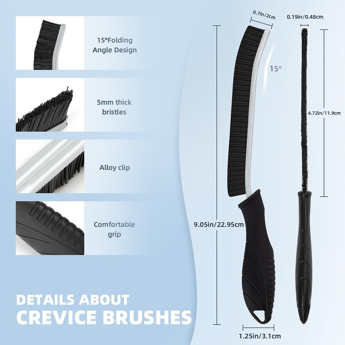 3Pcs Hard Bristle Crevice Cleaning Brush, Scrub Brush, Kitchen Sink Cleaning Brush, Grout Brush, Corner Brush Cleaning Tools for Toilet, Bathroom, Gap, Home, Household, Window (3, Black)