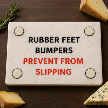 Marble Pastry & Cutting Board – 10x14 Inch Natural Stone Slab with Non-Slip Feet for Dough, Cheese, Baking, Serving, Charcuterie, Trivet – Easy to Clean Gift Tray.