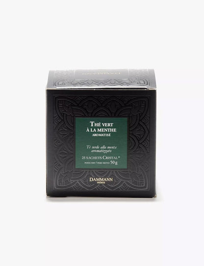 Dammann Freres Satchets, Mint Flavor Tea Bags, Premium Gourmet French Green Tea, 25 Count (Single Pack)