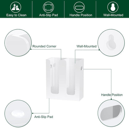 Disposable Coffee Cup Dispenser with Handles, Countertop or Wall Mount Hot/Cold Drink Cup and Lid Holder - Bathroom/Kitchen/Office Acrylic Cup Lid Storage Organizer (2 Compartments, White)