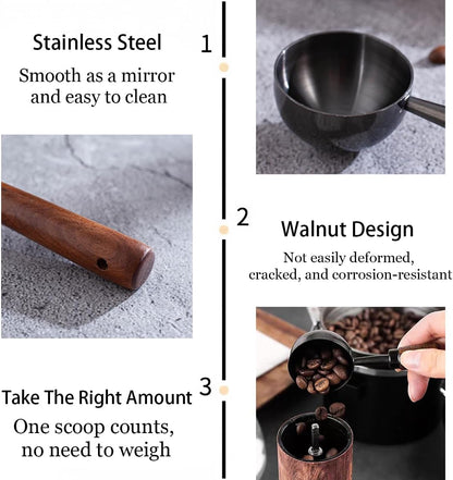 2 PCS Coffee Scoop Vintage Coffee Measuring Spoon Retro Stainless Steel Coffee Spoon Long Wooden Handle Coffee Scoop Kitchen Utensil for Scooping, Measuring & Serving Perfect for Coffee Tea, and More