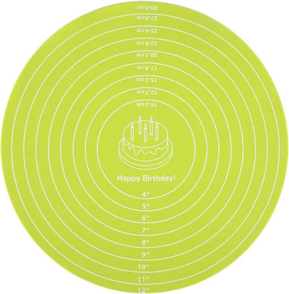 Silicone Baking Mat Cake Mat Silicone Cake Mat Silicone Baking Mat with Measurements for CakeTurntable Stand Non-Stick Heat Resistant Pastry Baking Sheet -Green