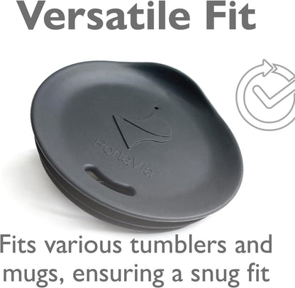 Reusable Coffee Cup Silicone Lid – Fits Most Tumbler, Water Bottle, & Ceramic Coffee Mug Between 2⅝”-2⅞" – Dishwasher-Safe Travel Mug Lid keeps your beverage in your mug (Small - Grey)