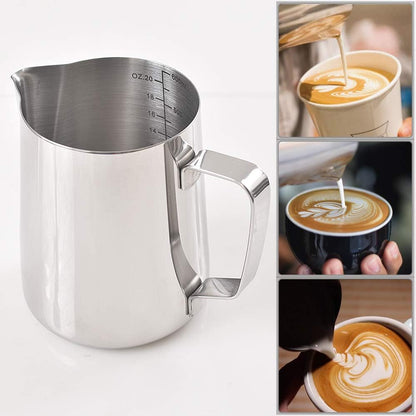 homEdge Espresso Steaming Pitchers 12 OZ / 350ml, Stainless Steel Frothing Pitcher with Measurement Scale