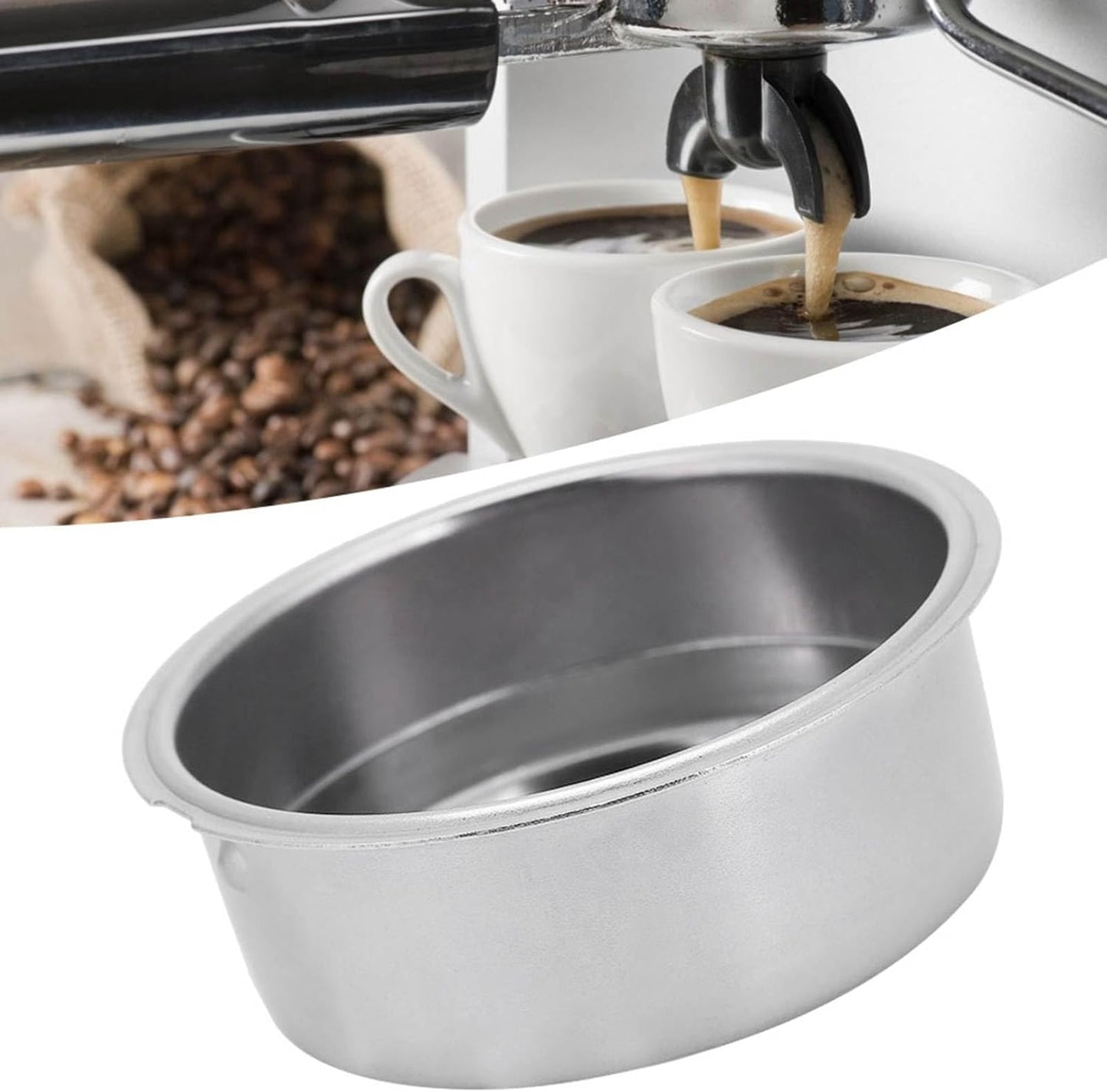Kodily Stainless Steel Coffee Filter, 51mm Double Cup Pressurized Filter Basket, Espresso Filter Basket Coffee Machine Replacement Accessories for Portafilter Coffee Machine