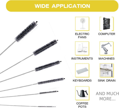 Straw Cleaner Brush Set,6 Piece Long Drinking Straws Cleaning Brush Pipe Tube Tiny Brushes 10-inch,Black