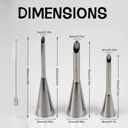 Cream Puff Filling Tip,Eclair Piping Tip,Long Puff Nozzle Tip Decorating Tool for Donuts,Cupcakes,Pastry,3 Pcs