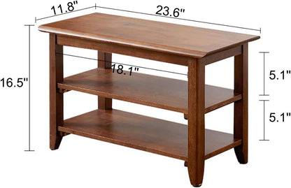 XKZG Storage Bench Wooden Shoe Rack Bench Rustic Solid Wood Entryway Bench (Brown,23.6")