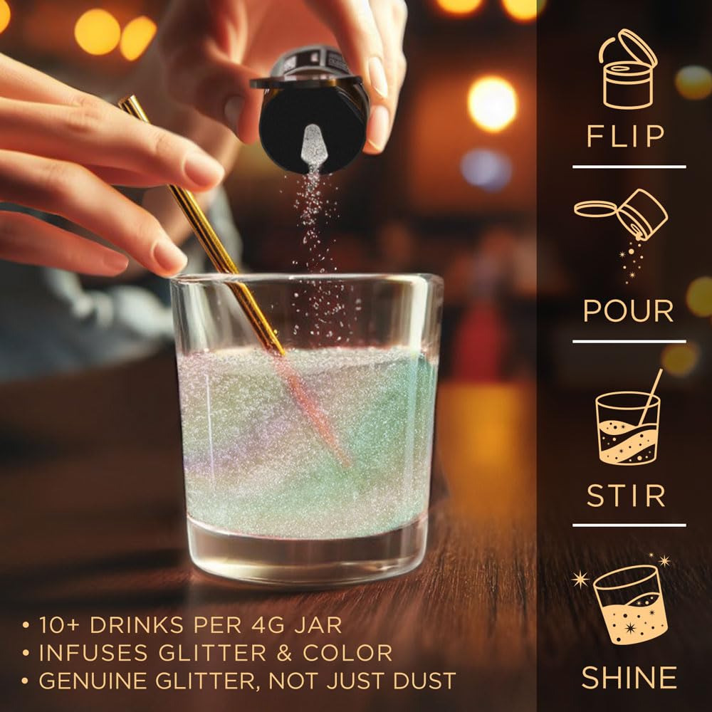 Brew Glitter - Gold Iridescent (25g 1x Shaker Jar) | Edible Glitter for Cocktails, Mocktails and Beverages