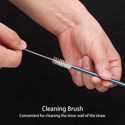 [30 PCS] Value Pack Metallic Reusable Stainless Steel Straws Combinations, Tomorotec Home Metal Straw Sets with Cleaning Brushes, 15 Straight 15 Bent For Tumblers Beverage Drinks Cocktail (Colorful)