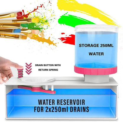 2025 Upgraded Paint Brush Cleaner Tool Brush Rinser, Watercolor/Oil-Based Paintbrush Cleaners, Painting Station Flush My Brush, Gift for Artist Kids Adults and Girls, Pre-Assembled(Pink)