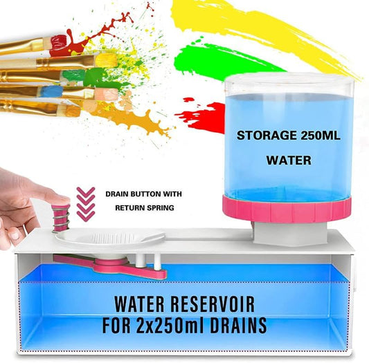 2025 Upgraded Paint Brush Cleaner Tool Brush Rinser, Watercolor/Oil-Based Paintbrush Cleaners, Painting Station Flush My Brush, Gift for Artist Kids Adults and Girls, Pre-Assembled(Pink)