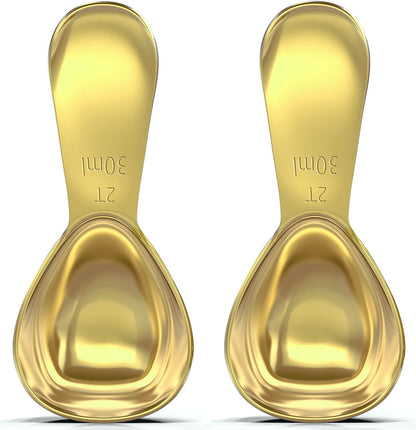 BALCI - Stainless Steel Coffee Scoop Set (2&2 Tablespoon, 30ml and 30ml) Exact Measuring Spoons for Coffee, Tea, Sugar, Flour and More! - Gold …