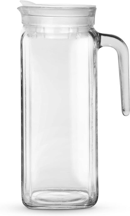 Amici Home Italian Igloo Quadra Glass Pitcher with Lid and Spout | 34 Ounce | Clear Glass Water Pitcher for Refrigerator | Carafe for Iced Tea, Juice, Milk, Cold Brew and Mimosa Bar