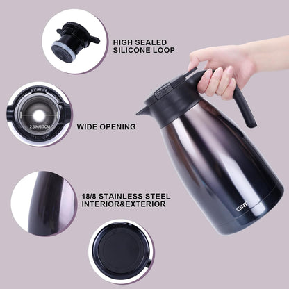 GiNT 2.2L / 74Oz Thermal Coffee Carafe, Insulated Stainless Steel Coffee Carafes for Keeping Hot/Double Walled Vacuum Thermal Carafe (Purple)