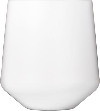 Drinique Unbreakable Stemless Wine Glasses (Set of 4) 12oz Tritan Plastic Stemless Glassware for Indoor or Outdoor Use - White