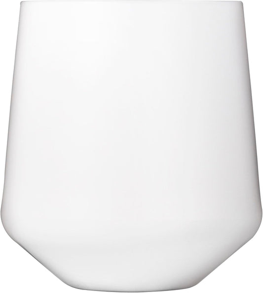 Drinique Unbreakable Stemless Wine Glasses (Set of 4) 12oz Tritan Plastic Stemless Glassware for Indoor or Outdoor Use - White
