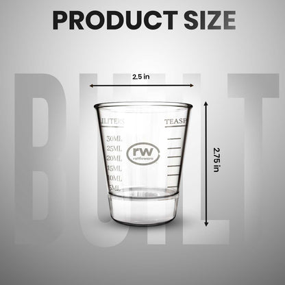 Rattleware Premium 1.5 oz Graduated Shot Glass – Heavyweight Glass with Oz, ml, tsp, tbsp Markings – Stylish & Durable for Home Bars, Coffee, Espresso Shots, Cocktails & Gatherings