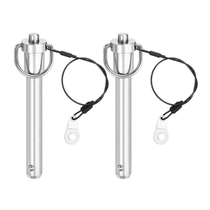 uxcell 2 Pcs Quick Release Pin, 1/2" x 3" (Dia. x L) Push-Button Ball Locking Pin, 304 Stainless Steel, Silver