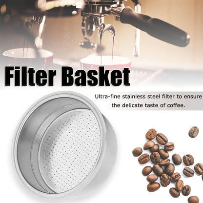 Watris Veiyi Stainless Steel Coffee Filter, Double Cup Coffee 51mm Pressurized Porous Filter, Double Layer Portafilter Basket, Coffee Machine Replacement Accessories