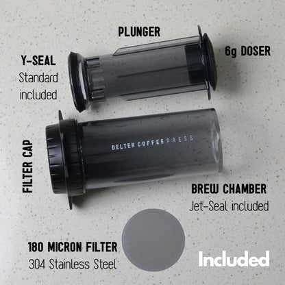 Delter Coffee Press Smoked Grey Edition with Metal Filter Included