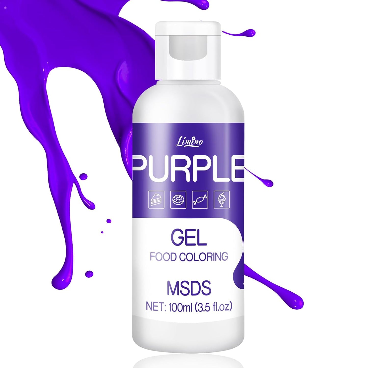 Gel Food Coloring - 4.5oz Vivid Food Coloring Gel for Baking, Cake Decorating, Cookie, Fondant, Macaron - Tasteless Concentrated Edible Food Color Dye for Icing, Slime, Drinks, DIY Crafts (Purple)