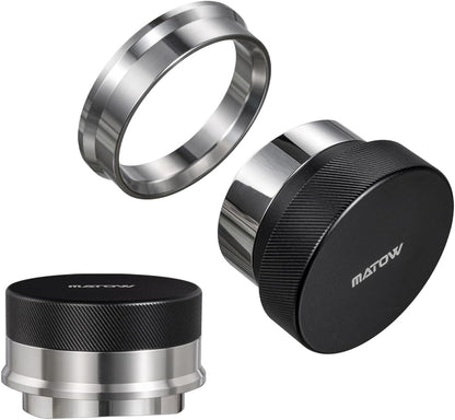 MATOW 2 in 1 Design Gravity Distributor and Magnetic Dosing Funnel Combo, 58.5mm Adaptive Espresso Distributor and Stainless Steel Dosing Ring Set Fits All 58mm Portafilter