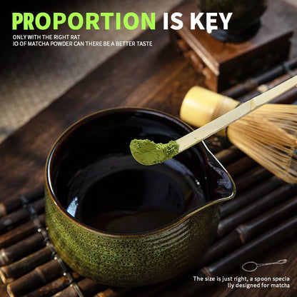 Traditional Matcha Tea Ceremony Tools, 4 Pcs Bamboo Matcha Whisk Set and Matcha Bowl with Spout and Whisk for Ceremony, Gift-Ready Presentation