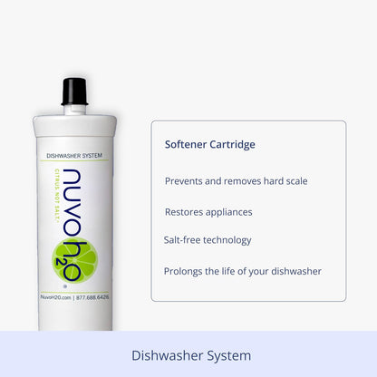 NuvoH2O CitraCharge Pro Spot-Free Dishwasher System – Citrus-Based, Eco-Friendly Water Softener – Reduces Scale – Quick-Connect Install – Protects Dishwashers & Appliances
