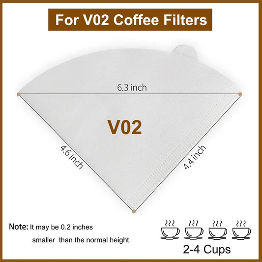 Coffee Filters, Size 02 White Cone Filters, 200 Count Disposable Natural Paper Filters 2-4 Cup, 02 Cone For Pour Over and Drip Coffee Maker