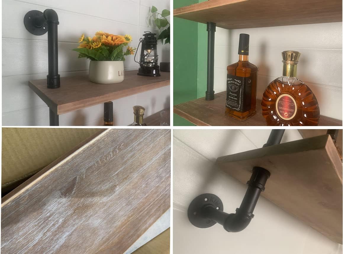 Floating Shelves for Wall Bookshelf Industrial Pipe Shelving Shelves 60 Inch Natural Wood Planks Rustic Wall Shelves Hanging Bookshelves Farmhouse Kitchen Shelving