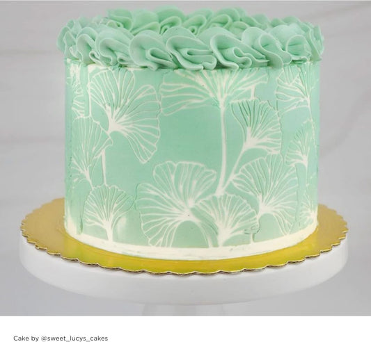 Large Cake Decorating Stencil (Ginko) Ginkgo Leaves Pattern