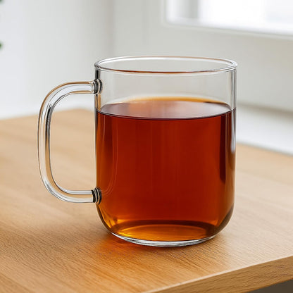 Aquach Glass Mugs 20 oz Set of 2, Extra Large Clear Glass Cup with Handle for Hot/Cold Coffee Tea Beverage, Drinking Glasses