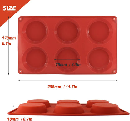 3-Pack Silicone Egg Molds - 3x0.7 Inch Round English Muffin & Breakfast Sandwich Maker, Reusable Non-Stick Baking Pan for Egg Patties, Whoopie Pies, Oven Safe
