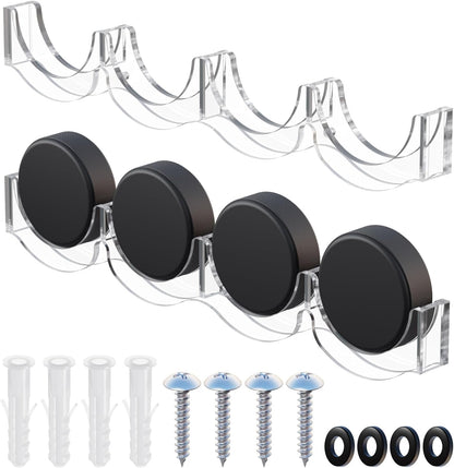 Cosmos 2 Pcs Hockey Puck Display Case Acrylic Hockey Puck Holder for 4 Pucks, Wall Mount Ice Hockey Puck Display Shelf Storage Rack for Collecting Pucks and Room Decoration, 14.6 x 2.2 x 1 in (Clear)