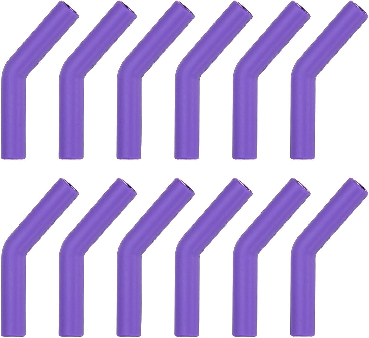 uxcell 12Pcs Silicone Straw Tips, Silicone Straw Elbows Tip, Soft Reusable Metal Straw Covers Fit for 10mm/0.39" OD Stainless Steel Straws, Purple