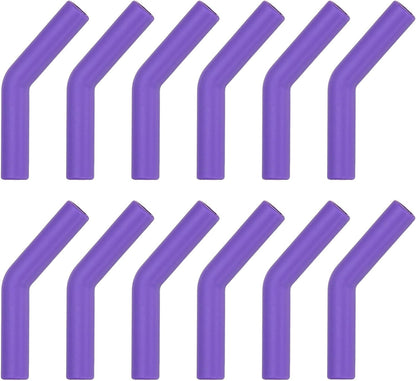uxcell 12Pcs Silicone Straw Tips, Silicone Straw Elbows Tip, Soft Reusable Metal Straw Covers Fit for 10mm/0.39" OD Stainless Steel Straws, Purple