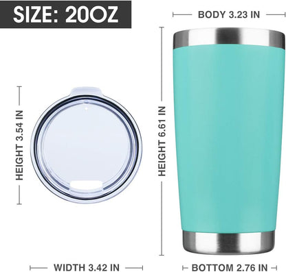 20oz Tumbler Bulk Stainless Steel Vacuum Insulated Tumblers with Lid Double Wall Travel Mug, Powder Coated Coffee Cup, Suitable for Ice Drinks and Hot Beverage (Light blue 6pack)