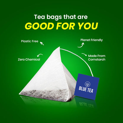 BLUE TEA - Peppermint Tea - 100 Count - Plant Based Tea Bag | SUPPORTS DIGESTION | Antioxidant Rich | Fresh & Cool Minty Flavour | Caffeine Free - Herbal Tea - Non-Bitter - Leaf Based | Ziplock Pack