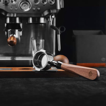 51mm Espresso Bottomless Portafilter with 2 Ear | Fits De’Longhi ECP3420 / EC155 / BCO430 / EC260 Espresso Machine | Stainless Steel Basket and Walnut Handle | Espresso Accessories
