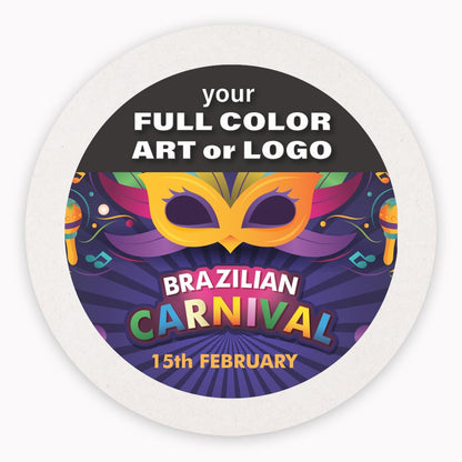 B.E. Green Custom Coasters - Pulpboard Personalized Coasters for Drinks - Full Color Print - Reusable & Absorbent - Beverage Coaster - Promotional Events & Celebrations - Pack of 50-4" Round Coaster