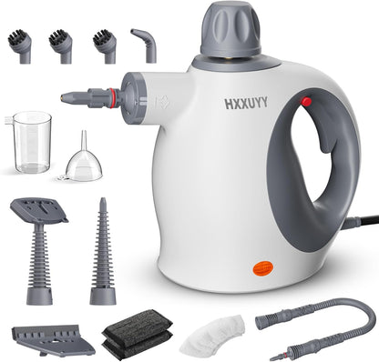 Multi-Surface Handheld Pressurized Steam Cleaner with 13 PCS Accessory ，Portable Steamer for Cleaning, Multipurpose Steam Cleaner for Home/Car/Bathroom/Grease/Upholstery/Floor/Grout and More (White)