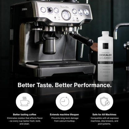 CREMA Coffee Products – Coffee Machine Descaler & Cleaner – Compatible with All Machines – 16 fl oz (4 Uses)