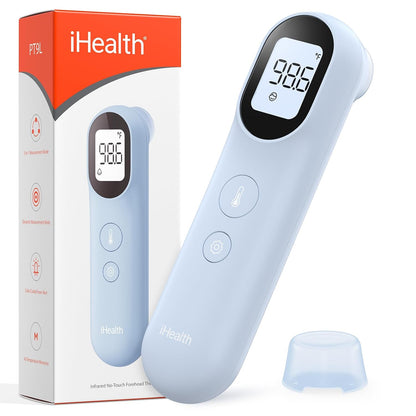 iHealth Infrared Digital Thermometer for Adults and Kids, Baby Thermometer with 3-in-1 Mode & 3-Color Prompt, Fever Alarm & Silent Mode, Forehead & Object Detection, 40 Memory Storages, PT9L, Blue