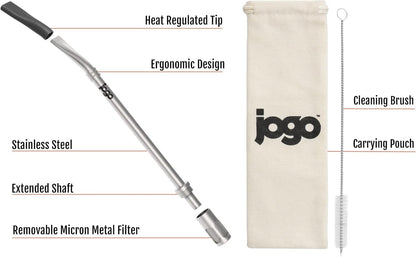 JoGo - The Original Coffee and Tea Brewing Straw - Portable Coffee Maker - Stainless Steel Single Serve Strainer - Filter Function for Hot & Cold Brew - Yerba Mate Straw for Loose Leaf Teas & Coffee