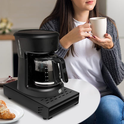 Coffee Knock Box Drawer, Espresso Knock Box Drawer Stainless Steel Coffee Knock Box for Espresso Coffee Grounds Coffee Puck Box with Removable Rubber Strike Wood Pole and Non Slip Base
