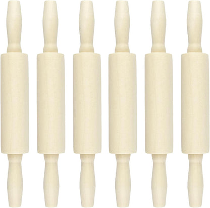 6 Pack Wood Small Rolling Pin for Kids, 7.9 Inch Kids Rolling Pin for Home Kitchen