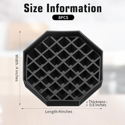 8 Pcs Coffee Drip Tray Black Plastic Octagon Coffee Countertop Drip Coaster with Honeycomb Grid for Drink Tea Wine Beverage Dispenser (4 Inch)